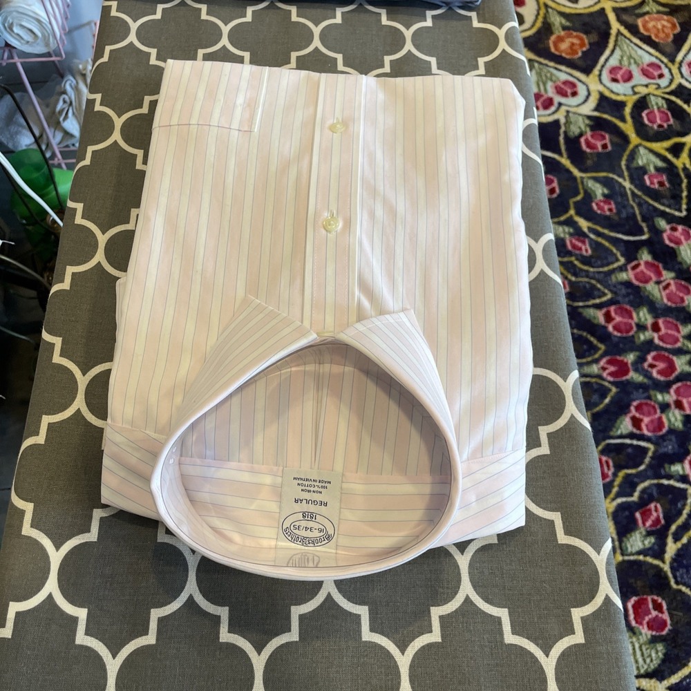 NWT Brooks Brothers 1818 Button Down Shirt Mens 16 34/35 100% Cotton Pink Stripe - Picture 11 of 11